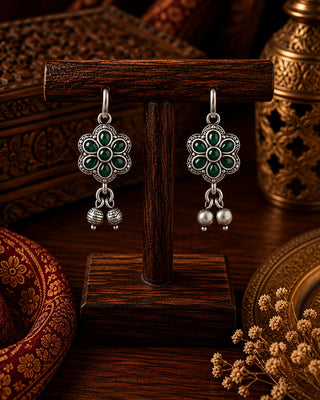 Ornate Nature Inspired Oxidised Earrings - Sarwat