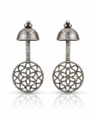 Ornate Nature Inspired Oxidised Earrings - Husna
