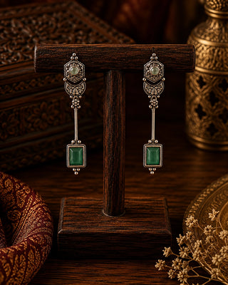 Ornate Nature Inspired Oxidised Earrings - Maham