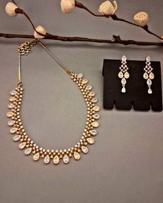 Anvisha Refined Beauty Necklace Set - AD Necklace Set | Full Set View | Buy Online India | Zevarly
