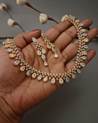Anvisha Refined Beauty Necklace Set - AD Necklace Set | Full Set View | Buy Online India | Zevarly
