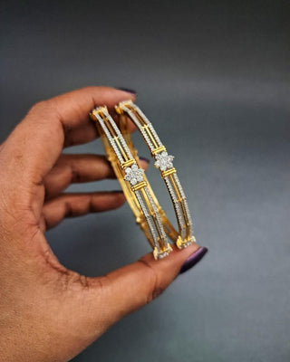 Apsara Fine Micro Cut Bangles - AD Bangles | Side Angle View | Buy Online India | Zevarly