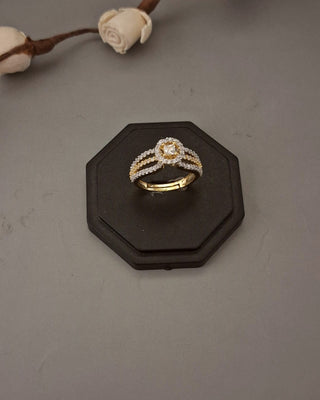 Aradhya Adjustable Ring - American Diamond Ring | Model Wearing View | Buy Online India | Zevarly