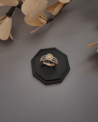 Aradhya Adjustable Ring - American Diamond Ring | Side Angle View | Buy Online India | Zevarly