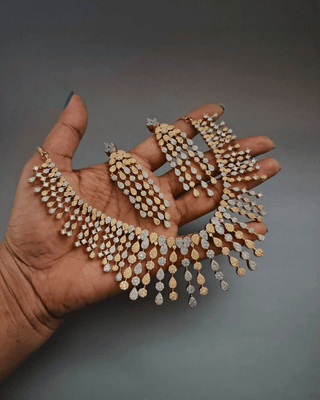 Arna Luxury Heavy Necklace Set - AD Necklace Set | Full Set View | Buy Online India | Zevarly