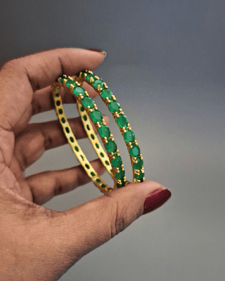 Arpita 4mm Colorful AD Single line Bangles - AD Bangles | Side Angle View | Buy Online India | Zevarly