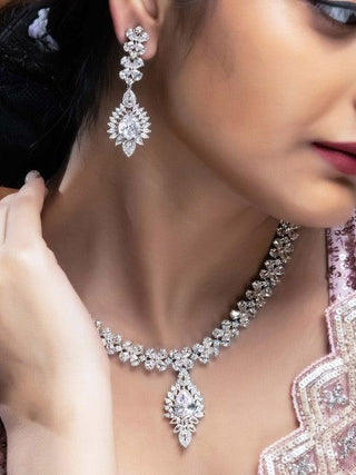 Ati Luxury Necklace Set - AD Necklace Set | Full Set View | Buy Online India | Zevarly