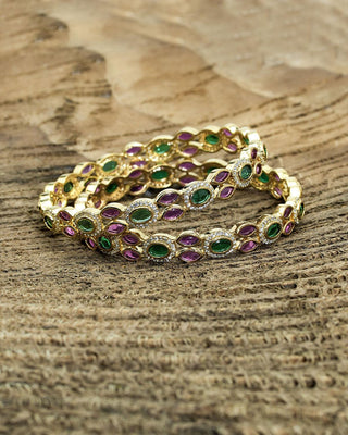 RUMAAAIRA CAMPA RUBY EMERALD AD BANGLES - Zevarly