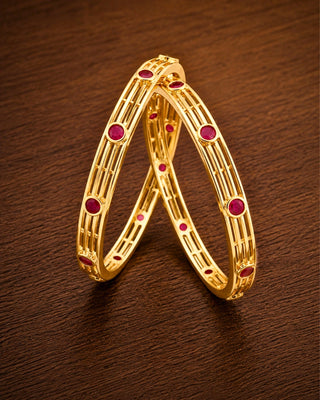 Premium Ruby Wire Micro Long Lasting AD Bangles - Vartika