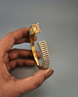  Bianca Unique Stylish AD Gold Plated Bracelet - AD Bracelet | Main Product View | Buy Online India | Zevarly
