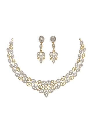 Bridal American Diamond Necklace Set with sparkling stones White Background  Image