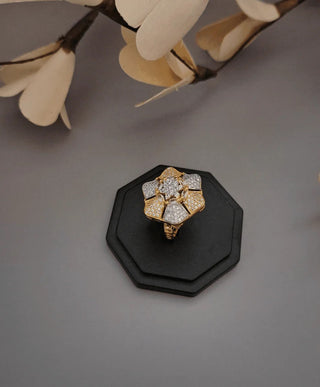 Brilliant Star Cut Stone Ring - American Diamond Ring | Detail Close-Up | Buy Online India | Zevarly