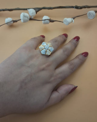 Brilliant Star Cut Stone Ring - American Diamond Ring | Front Close-Up | Buy Online India | Zevarly