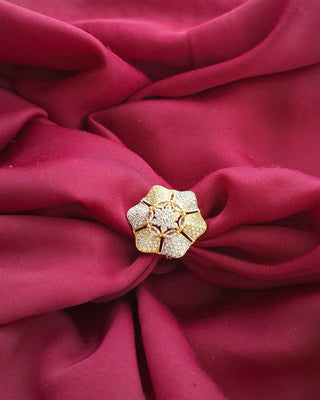 Brilliant Star Cut Stone Ring - American Diamond Ring | Detail Close-Up | Buy Online India | Zevarly