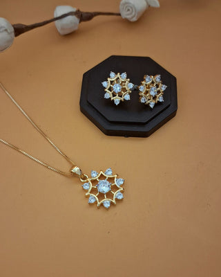 Bristi Minor Pendant Set - AD Pendant Set | Set Full View | Buy Online India | Zevarly