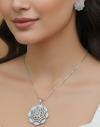 Captivating Charm Pendant Set - AD Pendant Set | Main Product View | Buy Online India | Zevarly