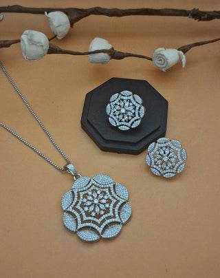 Captivating Charm Pendant Set - AD Pendant Set | Set Full View | Buy Online India | Zevarly
