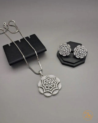 Captivating Charm Pendant Set - AD Pendant Set | Full Set View | Buy Online India | Zevarly
