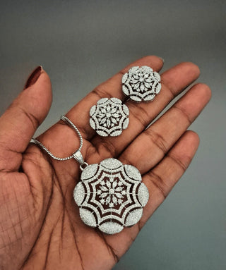 Captivating Charm Pendant Set - AD Pendant Set | Full Set View | Buy Online India | Zevarly