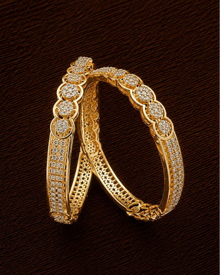 Premium Two Tone Plated Cz Bangle - Elakshi