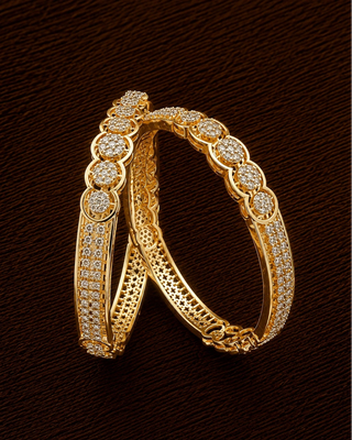 Premium Two Tone Plated Cz Bangle - Elakshi