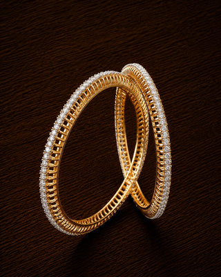 Premium Solitare Two Tone Lightweight Bangle Set – Umika