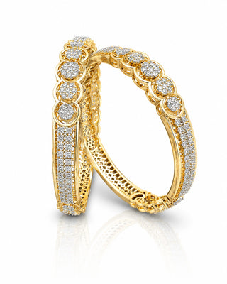 Premium Two Tone Plated Cz Bangle - Elakshi