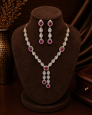 Ruby Gold Plated Necklace Set – Samira
