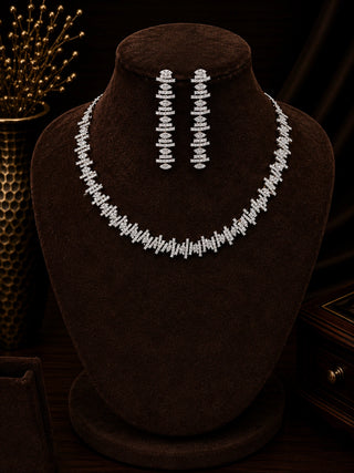 Modern Elegant Silver Plated Necklace Set – Charulata