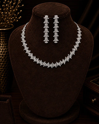 Modern Elegant Silver Plated Necklace Set – Charulata