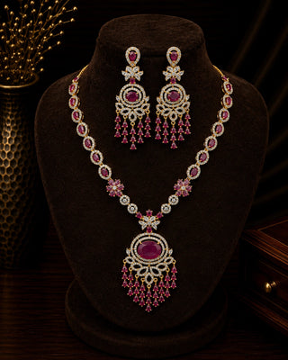 Ruby Gold Plated Necklace Set – Apoorva