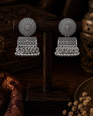 Oxidised Silver Jhumka Earrings - Jasleen