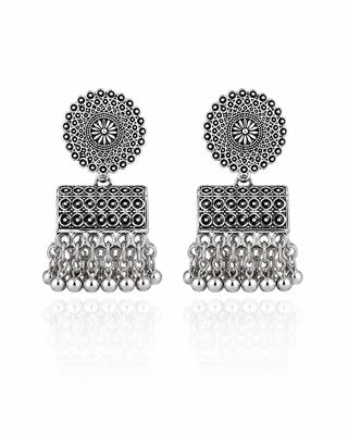 Oxidised Silver Jhumka Earrings - Jasleen