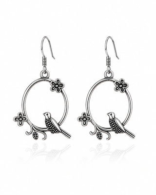 Antique Silver Bird and Vine Earrings - Shruti
