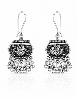 Ornate Silver Jhumka Earrings - Lekha