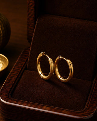 DemiFine Polished Gold Hoop Earrings - Ziva
