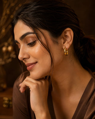 DemiFine Polished Gold Hoop Earrings - Ziva