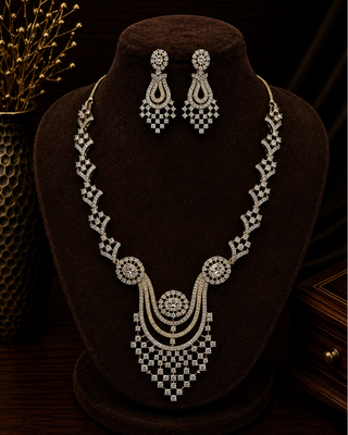 Elegant American Diamond Necklace Set - Kaira