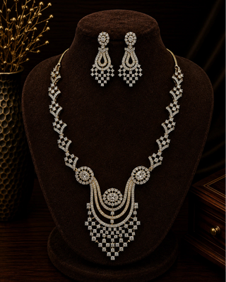 Elegant American Diamond Necklace Set - Kaira