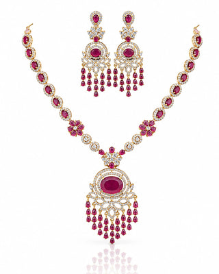 Ruby Gold Plated Necklace Set – Apoorva