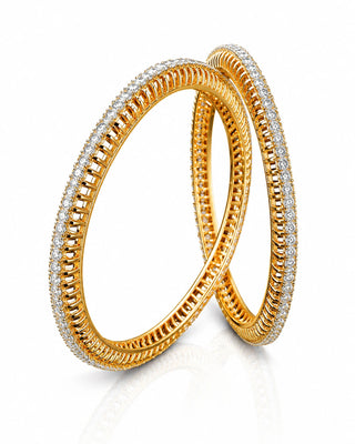 Premium Solitare Two Tone Lightweight Bangle Set – Umika