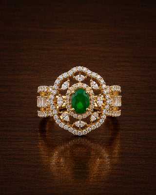 Emerald Marvelous CZ Adjustable Cocktail Ring - Ishani