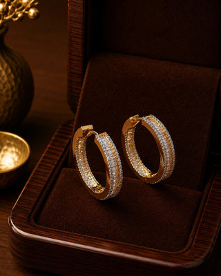 Channel Setting American Diamond Hoops - Charvi