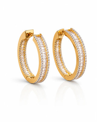 Channel Setting American Diamond Hoops - Charvi