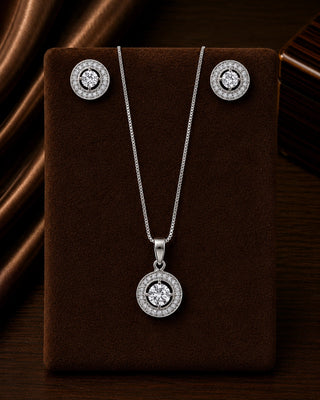 Silver Plated AD Pendant Set – Prati