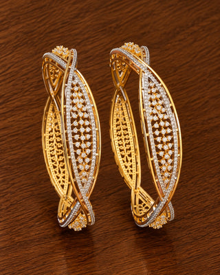 Premium Two Tone Plated Cz Bangle - Jeeiyati