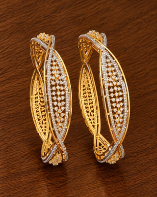 Premium Two Tone Plated Cz Bangle - Jeeiyati