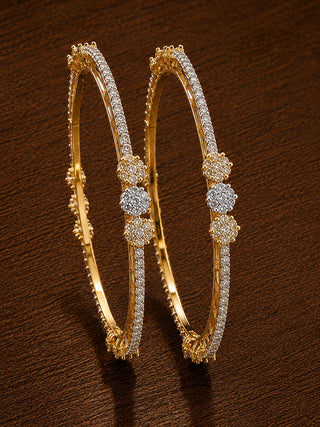 Premium Two Tone Plated Cz Bangle - Rati