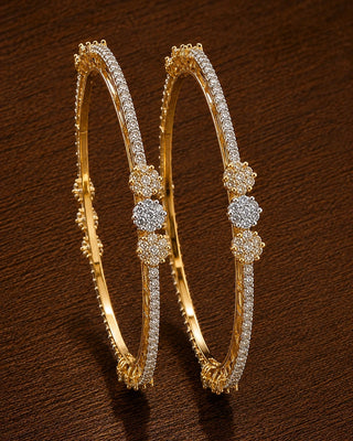Premium Two Tone Plated Cz Bangle - Rati