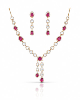 Ruby Gold Plated Necklace Set – Samira